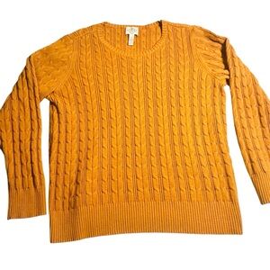 St. Johns Bay Vintage Sweater Cable Knit Women 2X Golden Crew Neck Cotton Blend